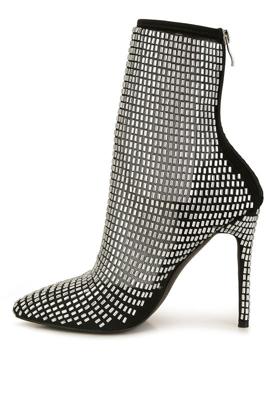 Rhinestones Mesh Boots