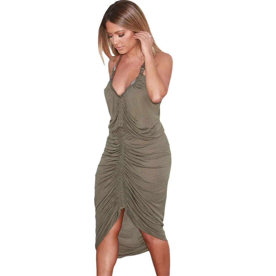 s Slip  Dresses Sleeveless Casual Beach Dress Pencil Green Spaghetti Strap Sexy Bandage Long Dress SM6