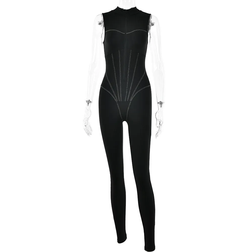 Sexy Bodycon O-Neck Short Sleeve Zipper Bodysuit