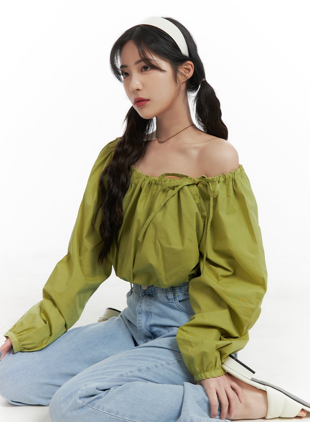 Side Ribbon Off Shoulder Blouse OM425