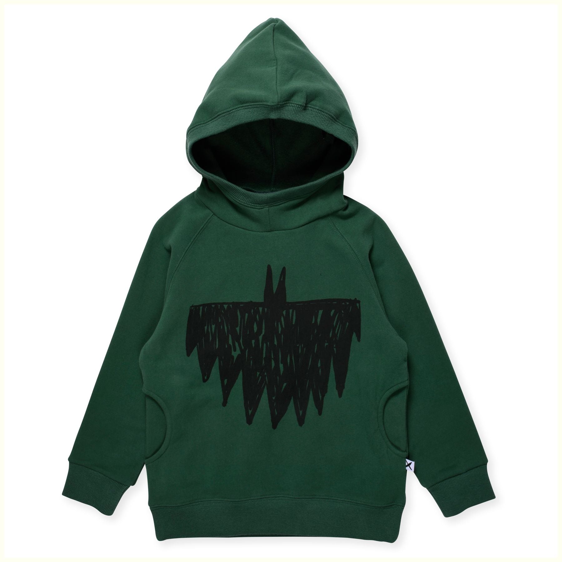 Sketched Bat Furry Hoody Kelly Green