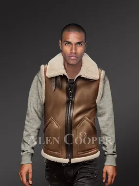 Sleeveless Brown Shearling Jackets to Boost Manly Charm This Winter!