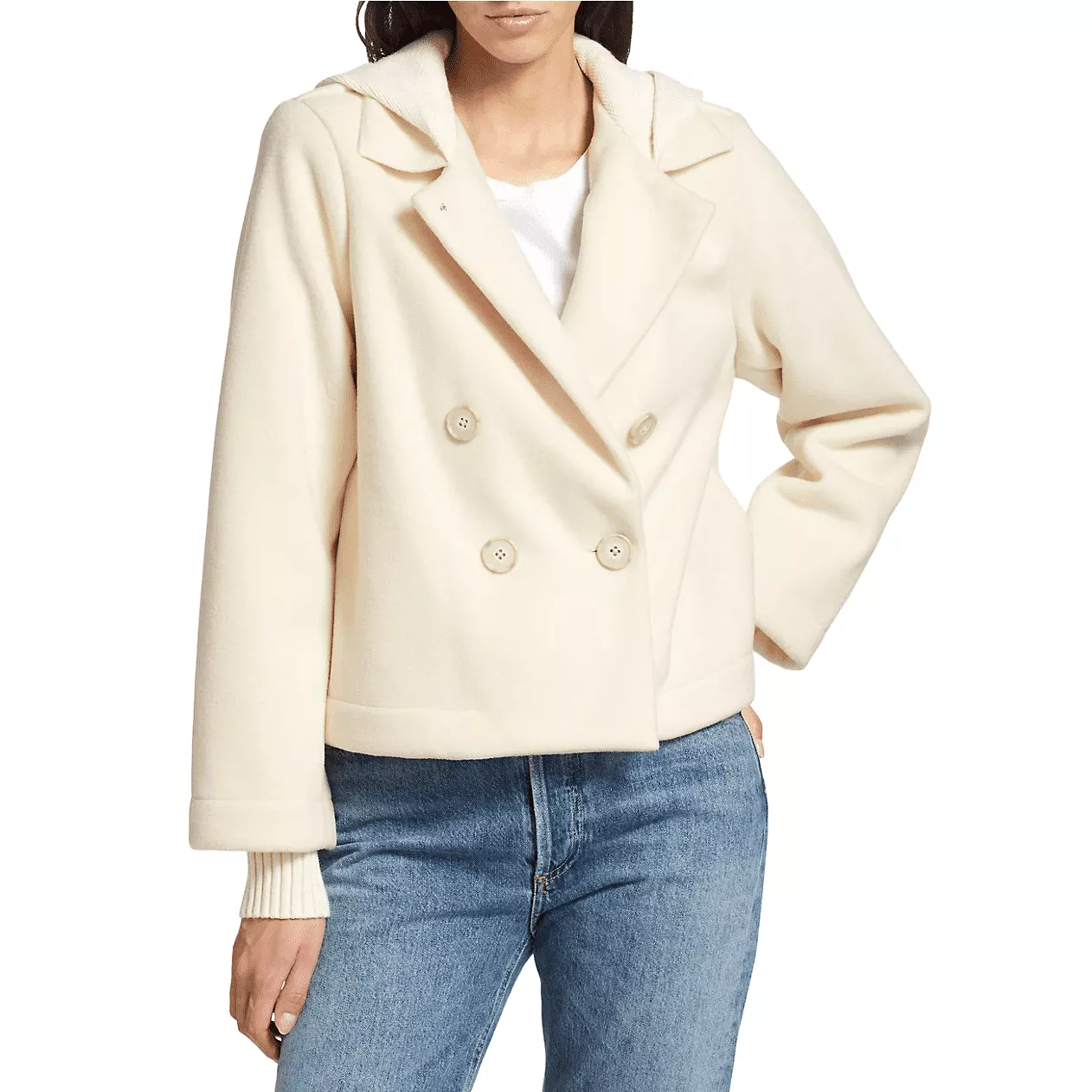 Splendid Jourdan Crop Peacoat - Snow