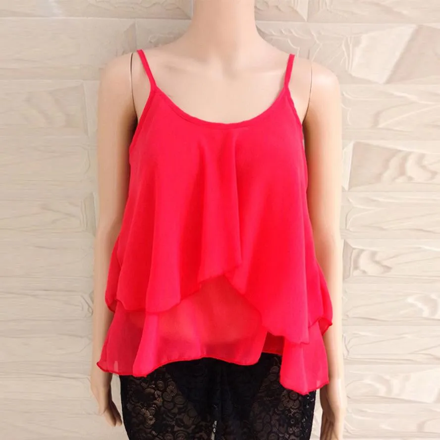 Strapless Top Chiffon Backless Solid Loose Tank Crop Tops Vest Shirt Casual Beah Summer Halter Tops#B721 SM6