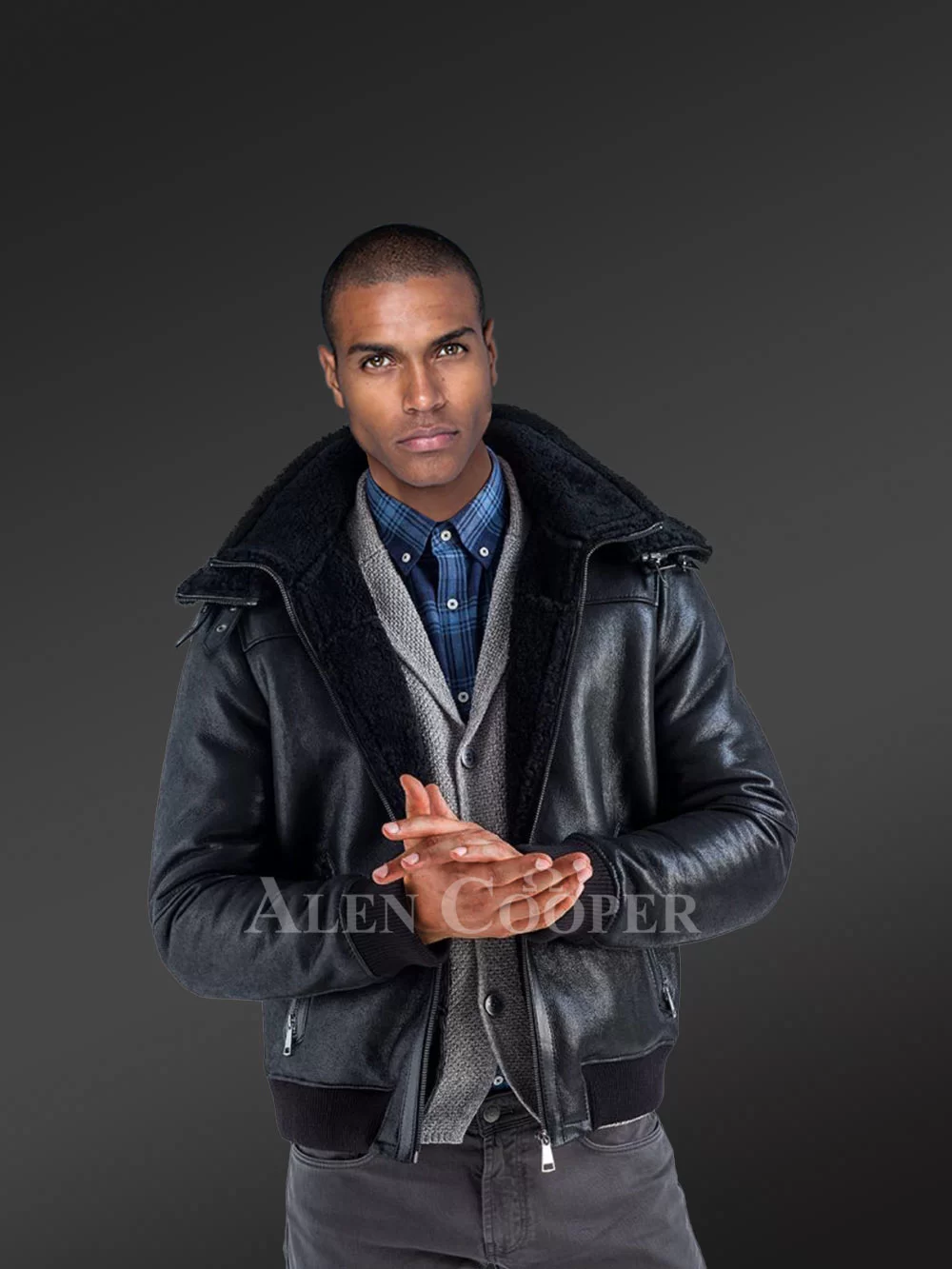 Stylish Shearling Jackets for Men in Alluring Black & Bomber Style