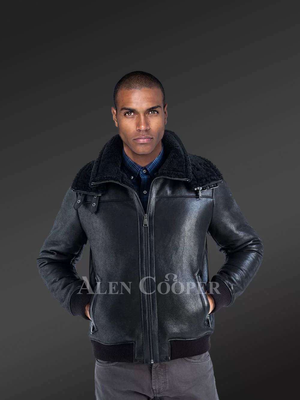 Stylish Shearling Jackets for Men in Alluring Black & Bomber Style