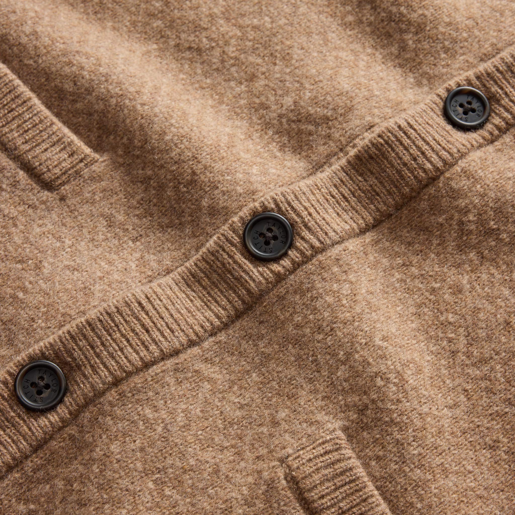 The Eddy Cardigan in Camel Herringbone Merino