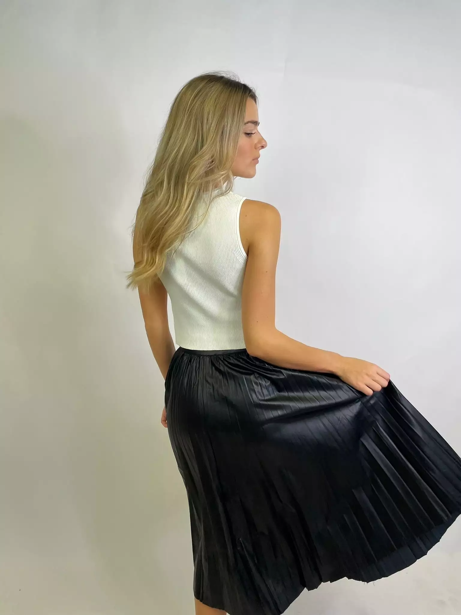 THE LENA LEATHER MIDI SKIRT