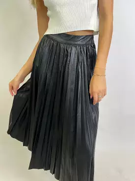 THE LENA LEATHER MIDI SKIRT