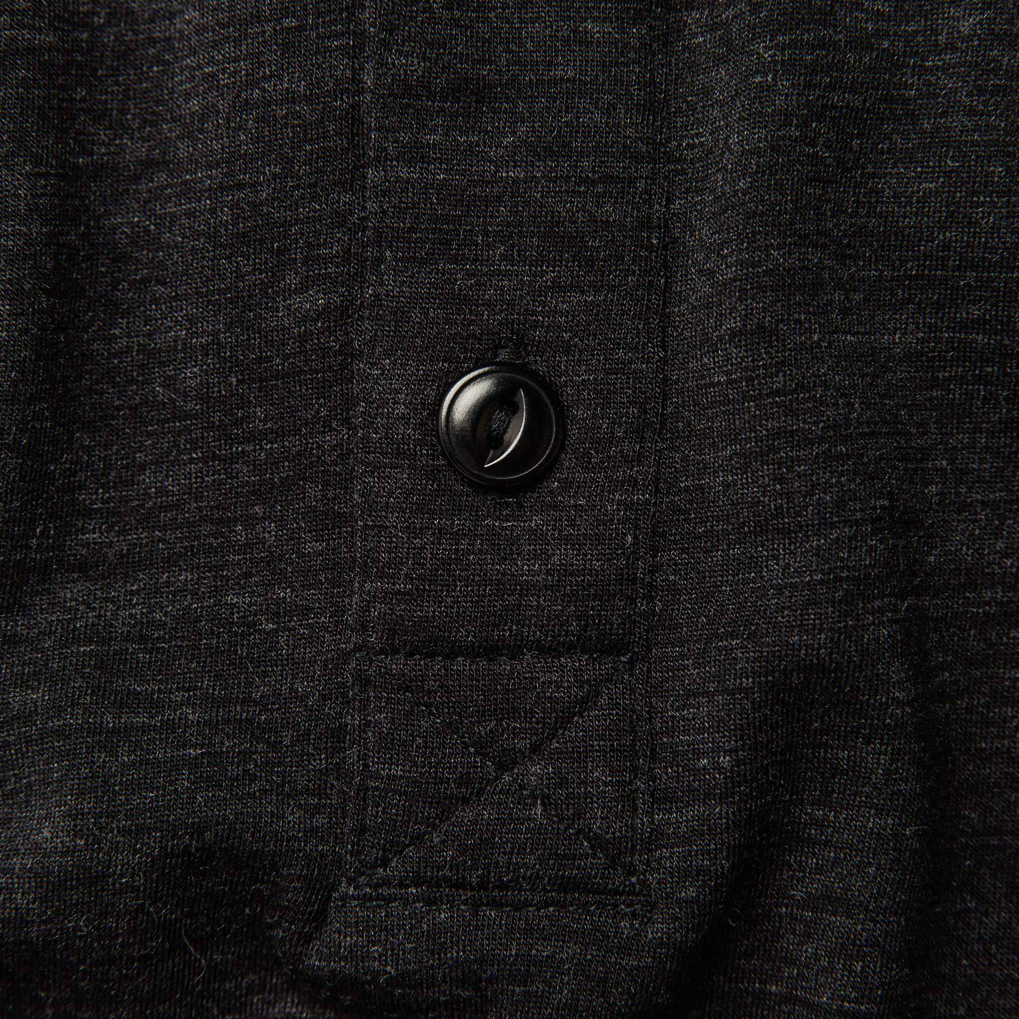 The Merino Henley in Heather Black