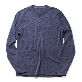 The Merino Henley in Heather Navy