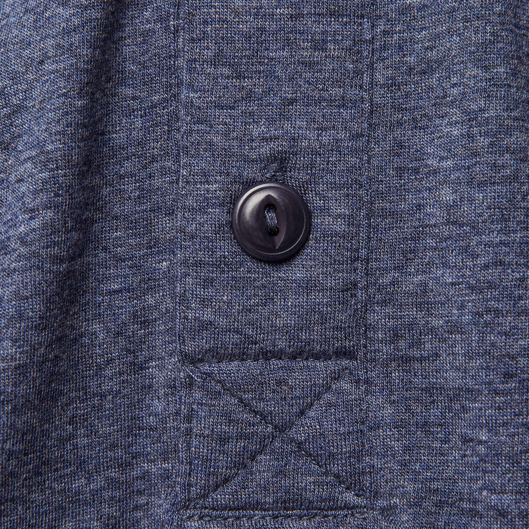 The Merino Henley in Heather Navy