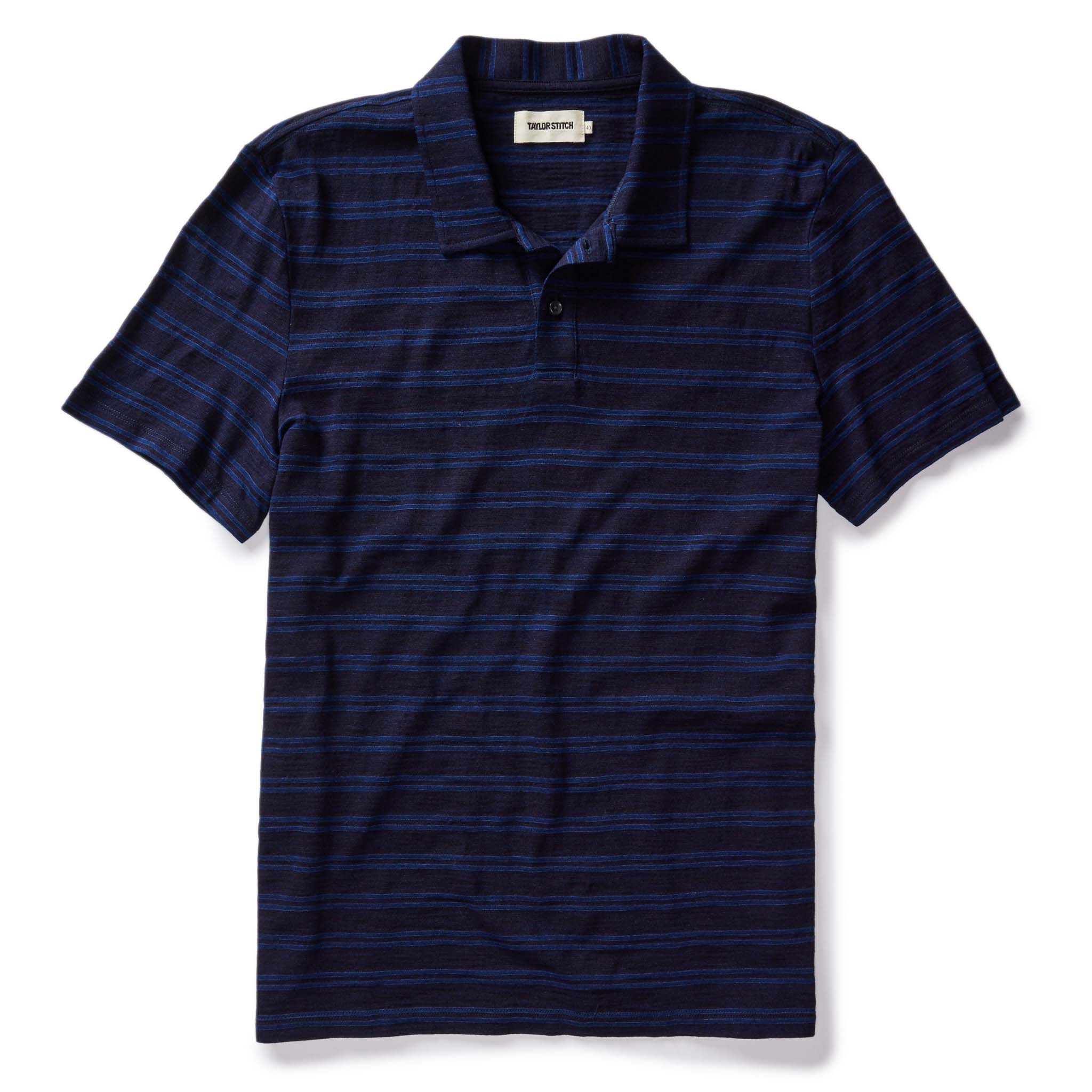 The Organic Cotton Polo in Rinsed Indigo Stripe