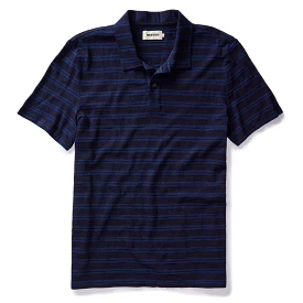 The Organic Cotton Polo in Rinsed Indigo Stripe