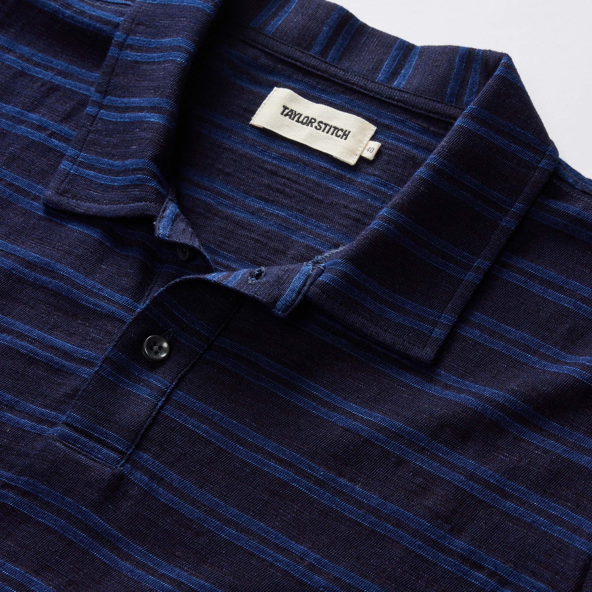 The Organic Cotton Polo in Rinsed Indigo Stripe