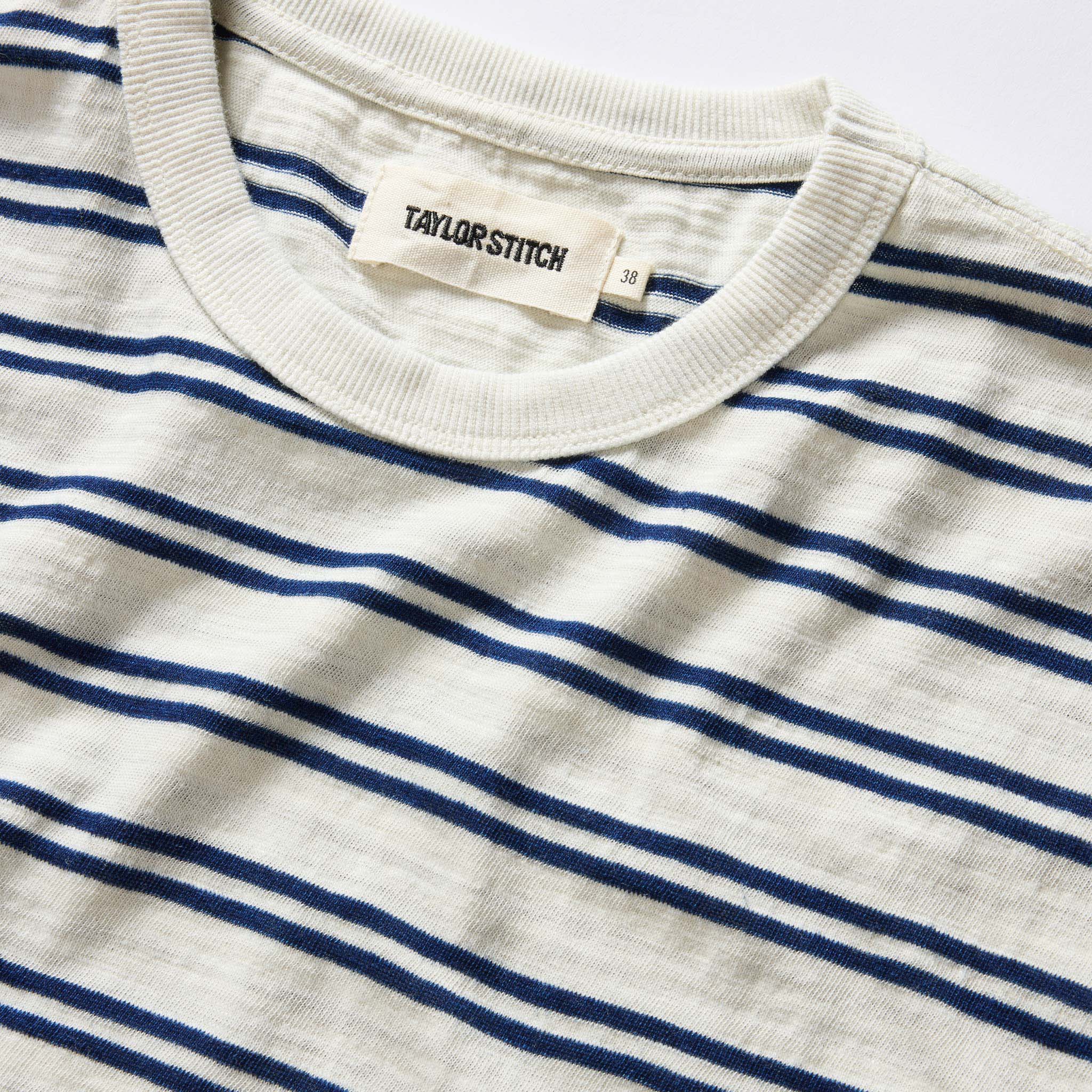 The Organic Cotton Tee in Washed Indigo Stripe