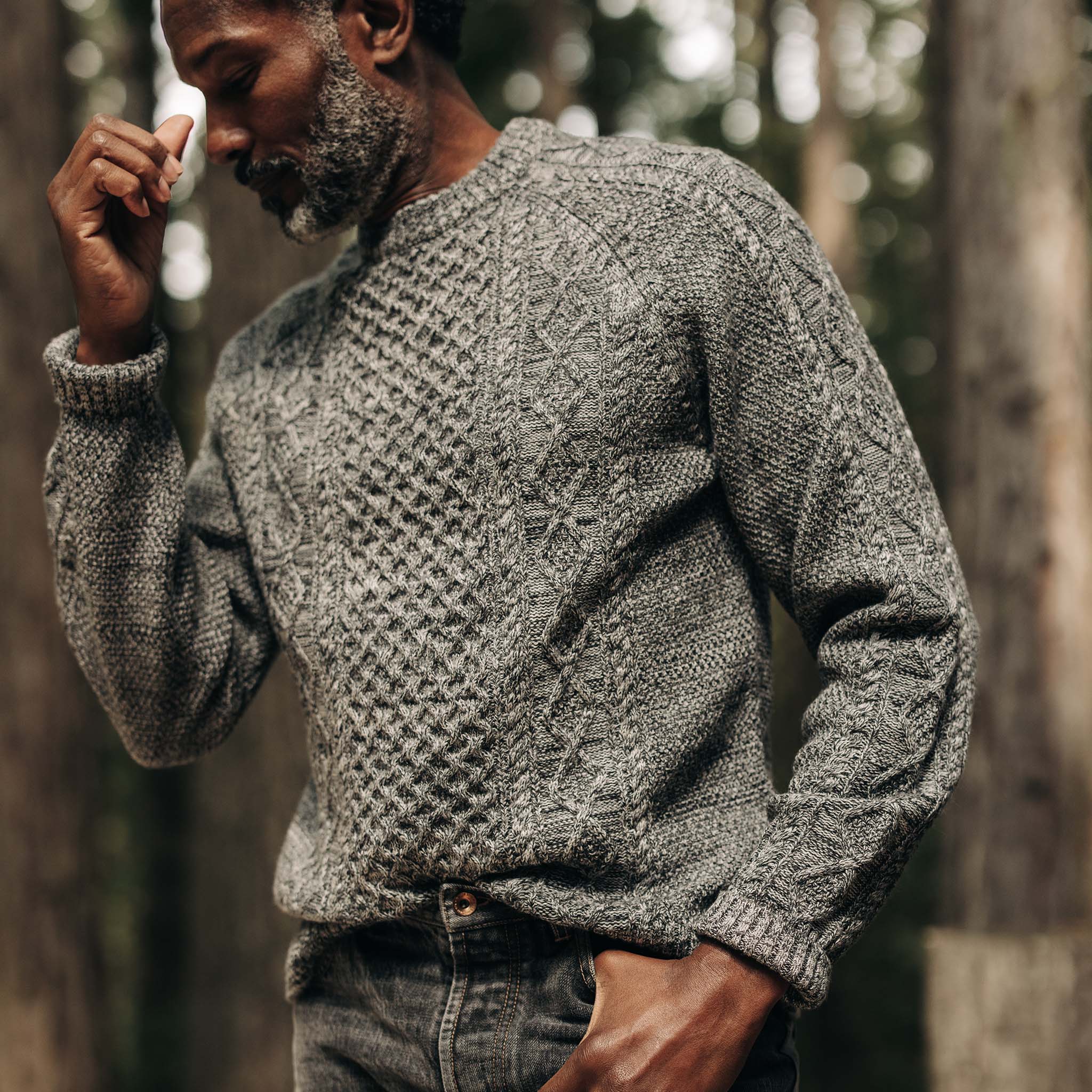 The Orr Sweater in Marled Coal Merino