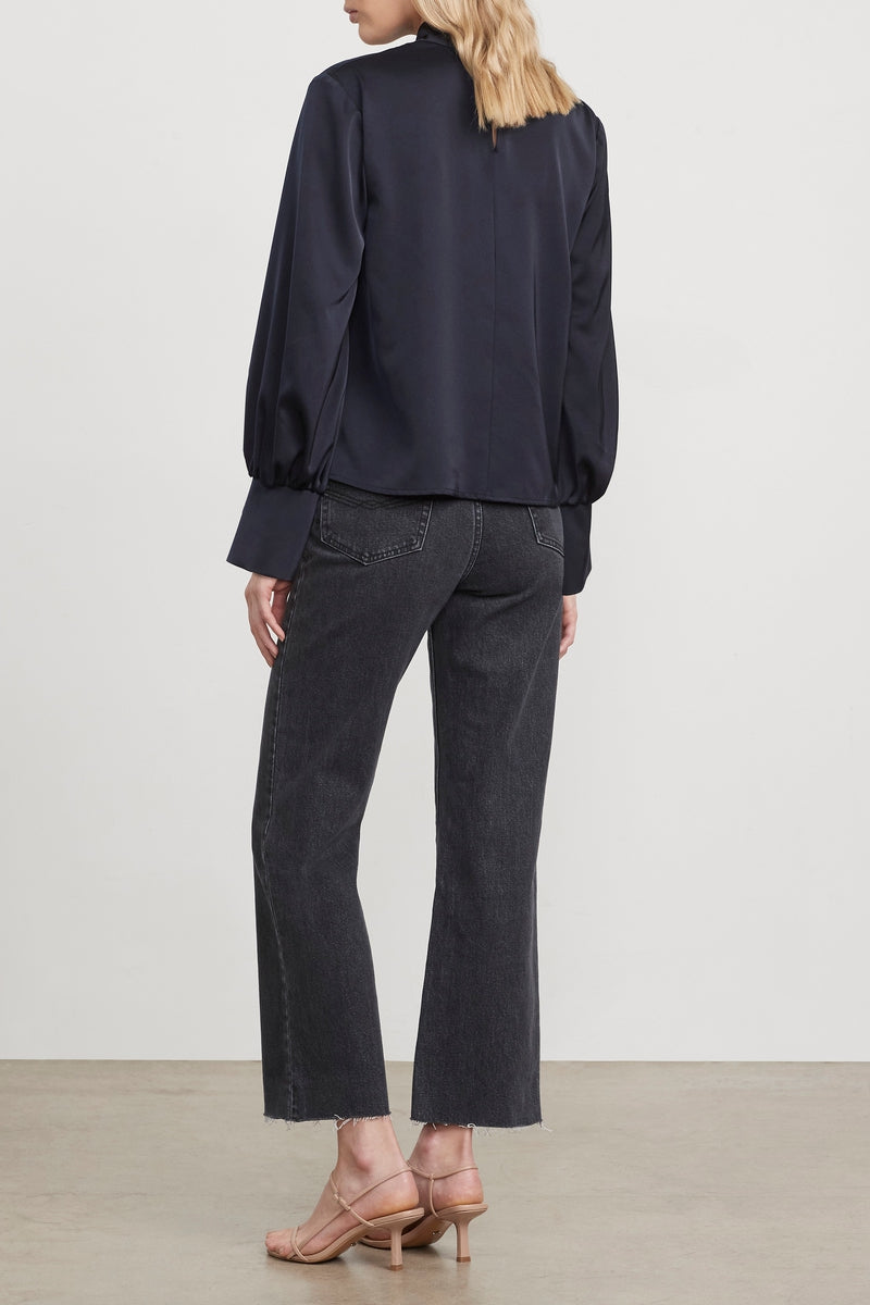 THE SILK BLOUSE - NAVY