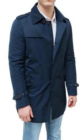 Trench soprabito uomo blu scuro class monopetto giaccone elegante invernale