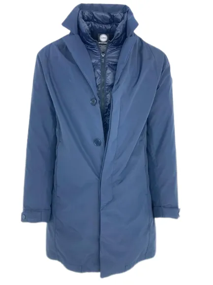 TRENCH UOMO BLU SCURO IN TESSUTO TECNICO