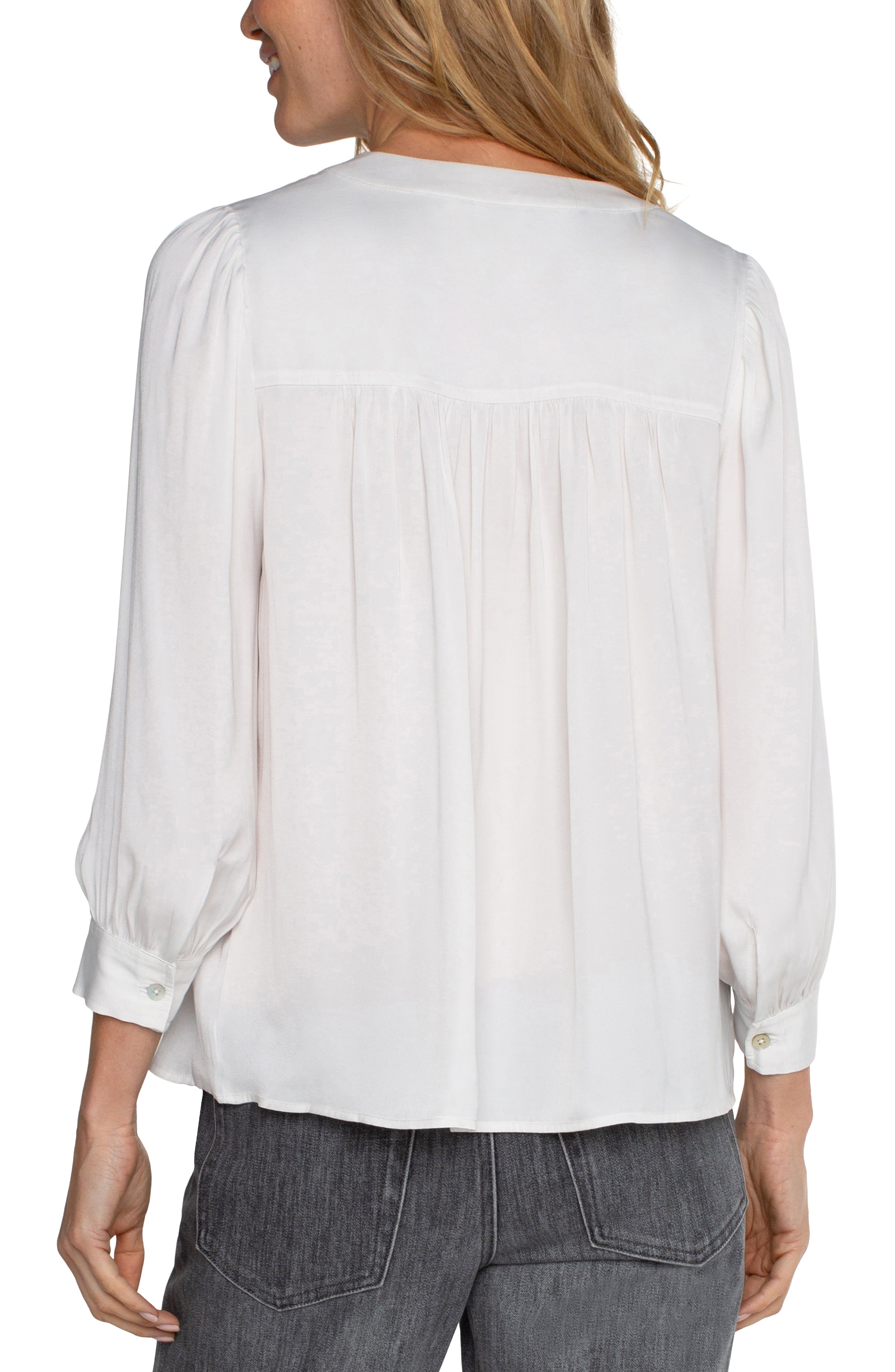 V-Neck Popover Blouse-Liverpool