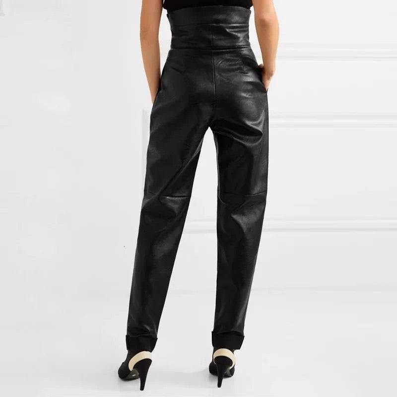 Vegan Leather High Waist Ruched Pants