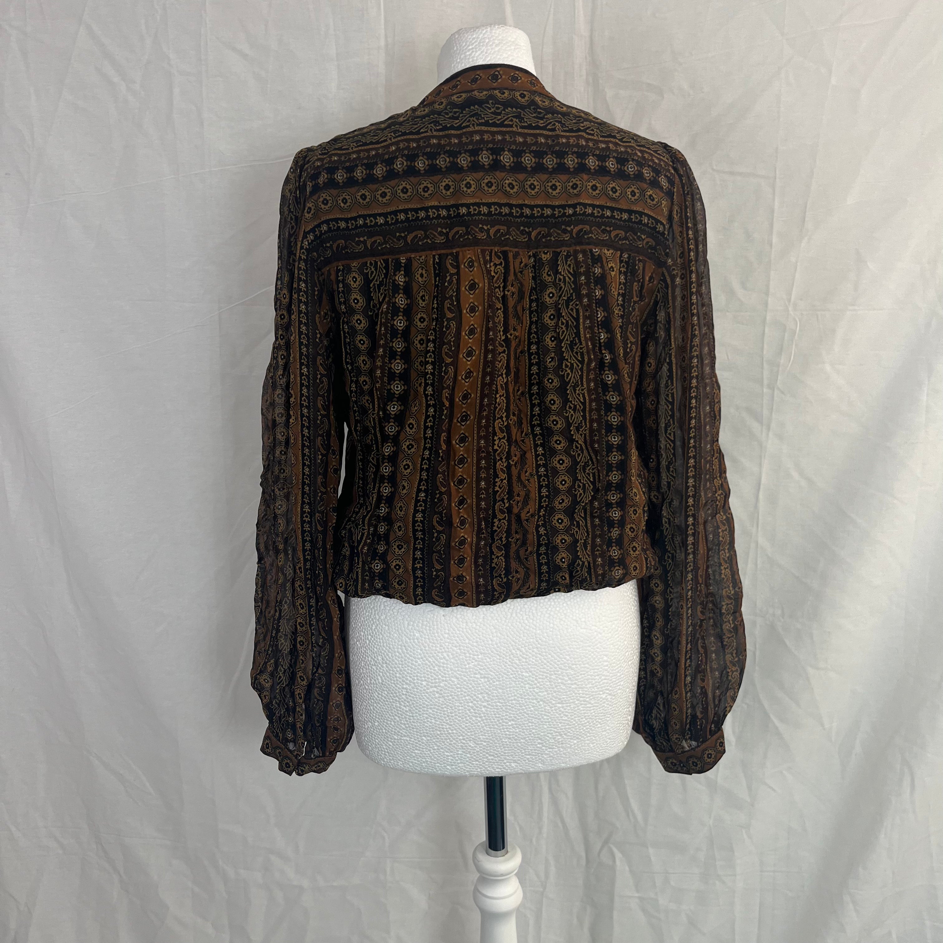 Veronica Beard Button Up Aztec Print Blouse S