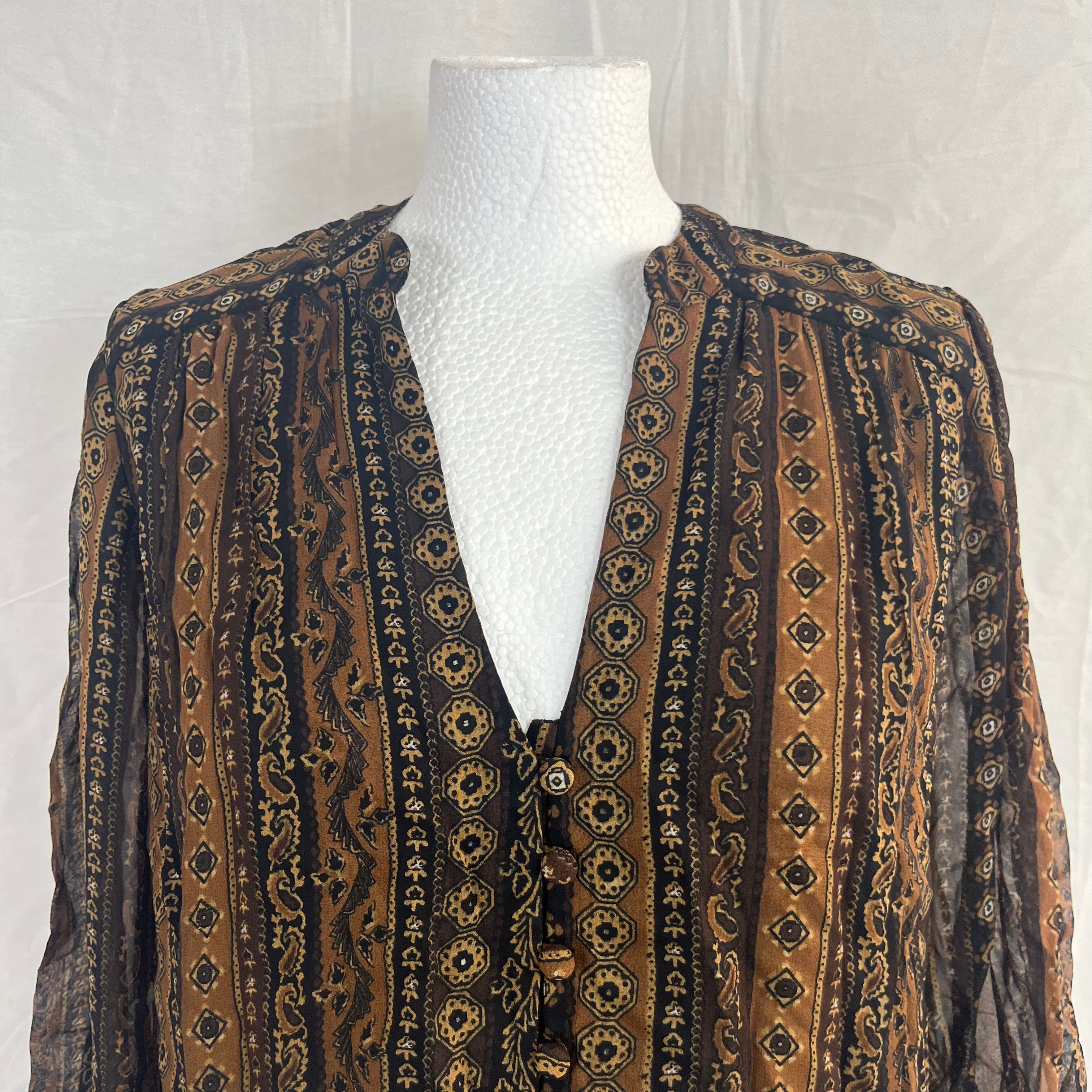 Veronica Beard Button Up Aztec Print Blouse S