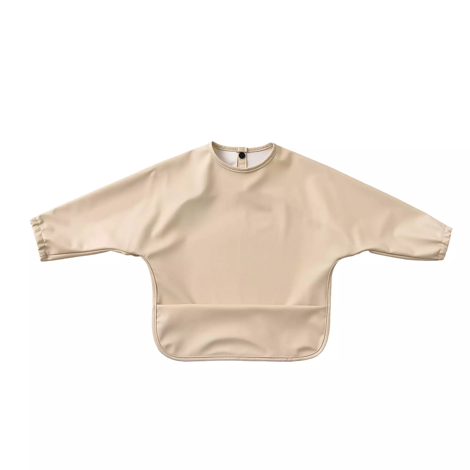 Waterproof Long Sleeve Baby Smock Bib in Barely Beige