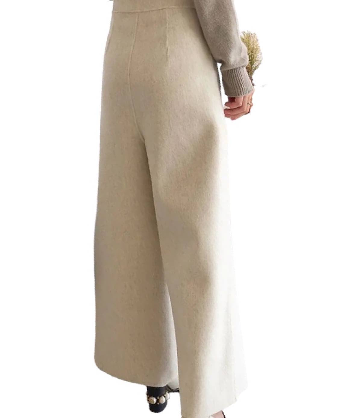 Wide Leg Woolen Pants With Big Pockets