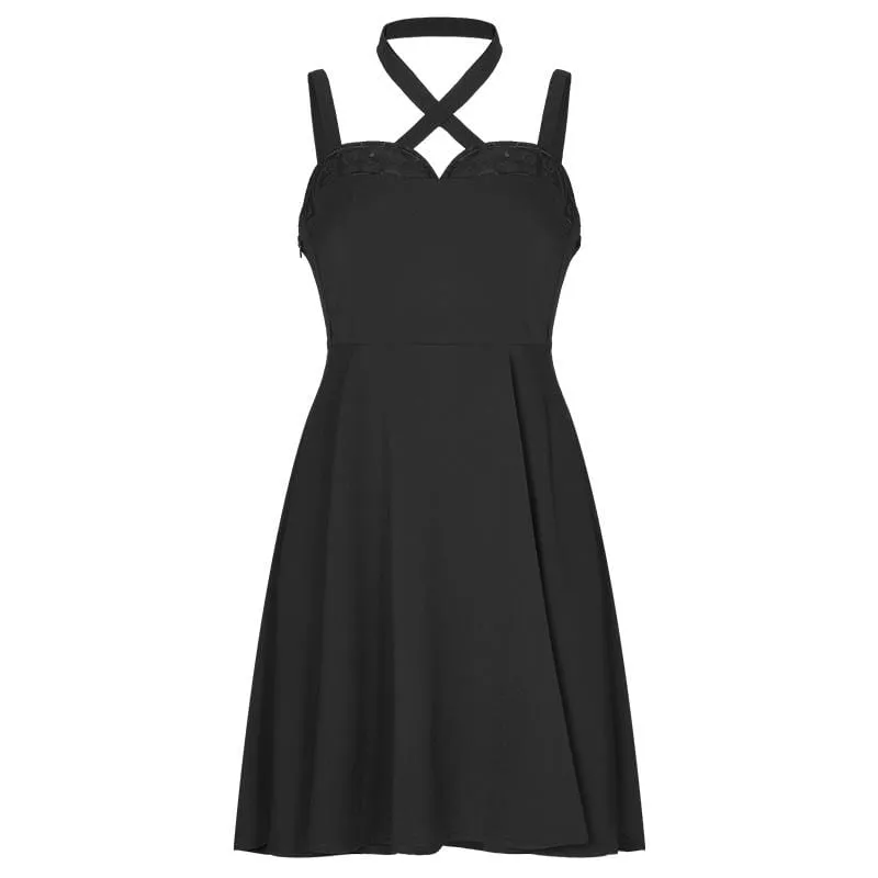 Women's Gothic Cross Halter Slip Dresses