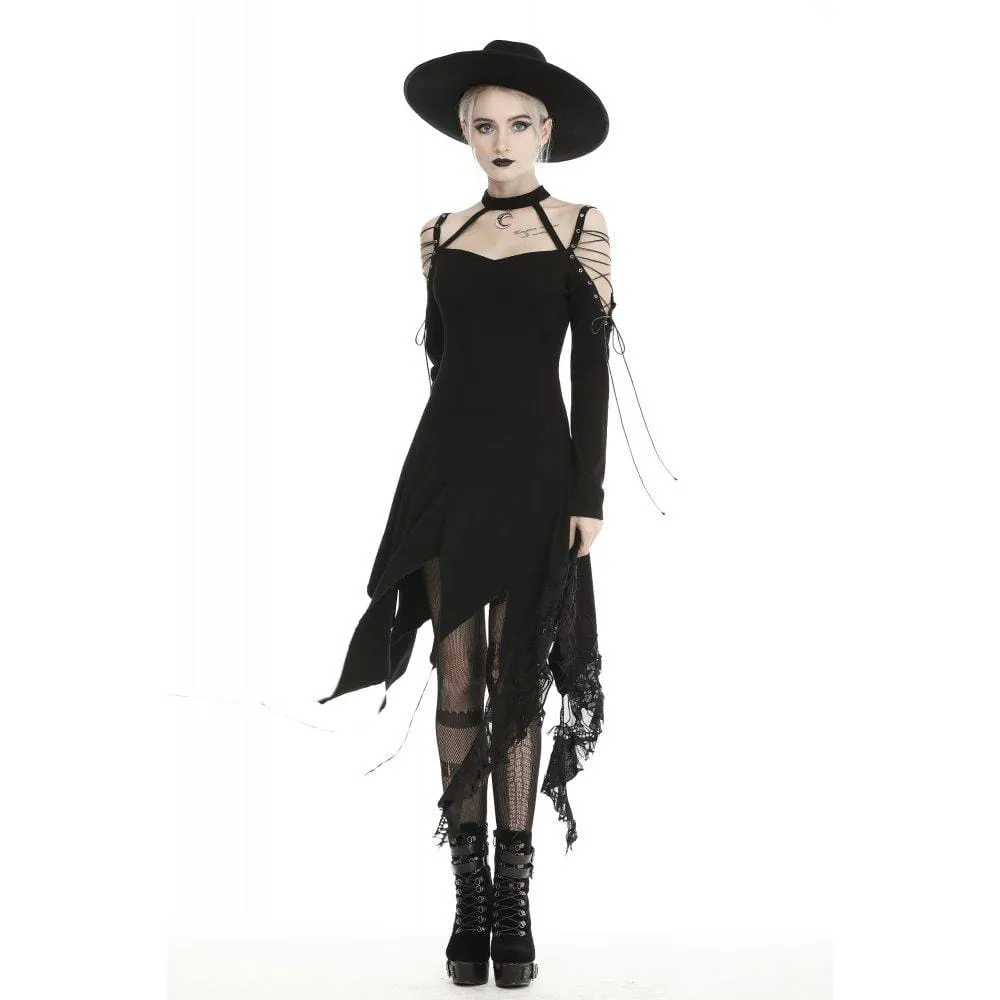 Women's Gothic Off-shoulders Ripped Slip Dresses