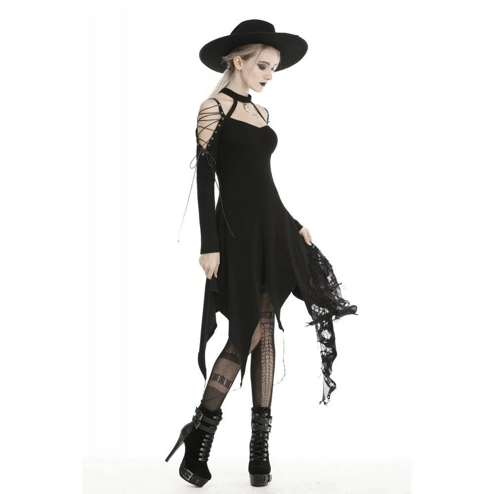 Women's Gothic Off-shoulders Ripped Slip Dresses