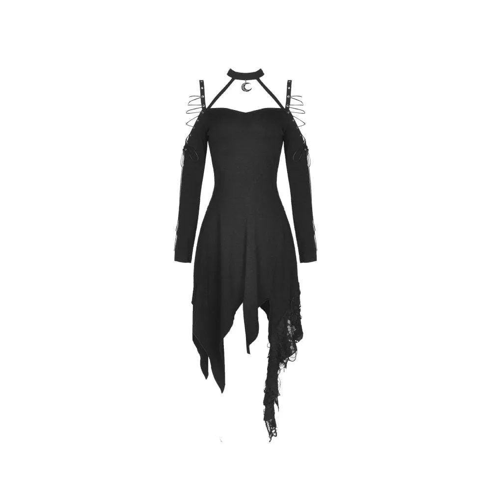 Women's Gothic Off-shoulders Ripped Slip Dresses