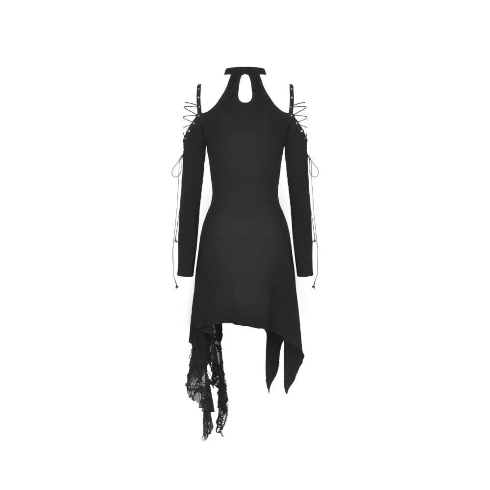 Women's Gothic Off-shoulders Ripped Slip Dresses