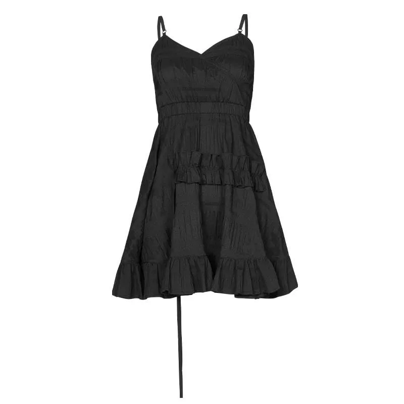 Women's Grunge V-neck Ruffles Slip Dresses