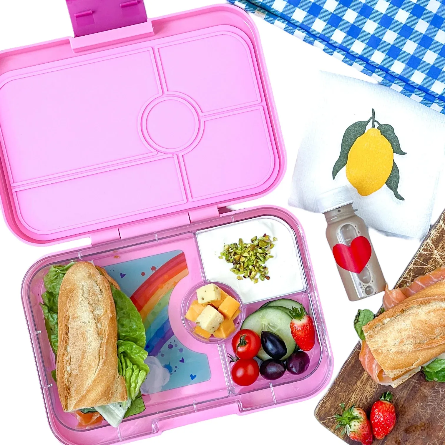 Yumbox Tapas with 4 Compartment Tray Capri Pink