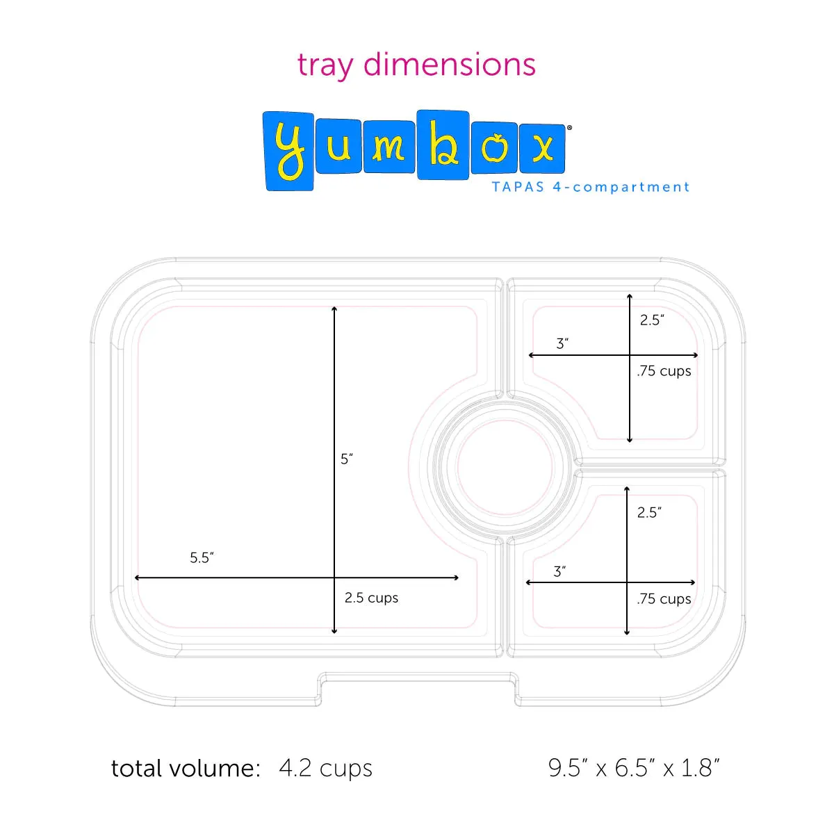 Yumbox Tapas with 4 Compartment Tray Capri Pink