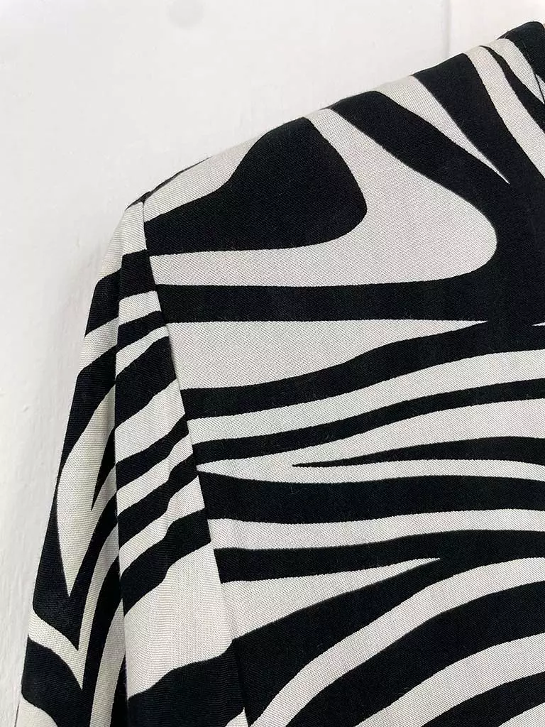 Zebra Print Smock Maxi Dress - Black